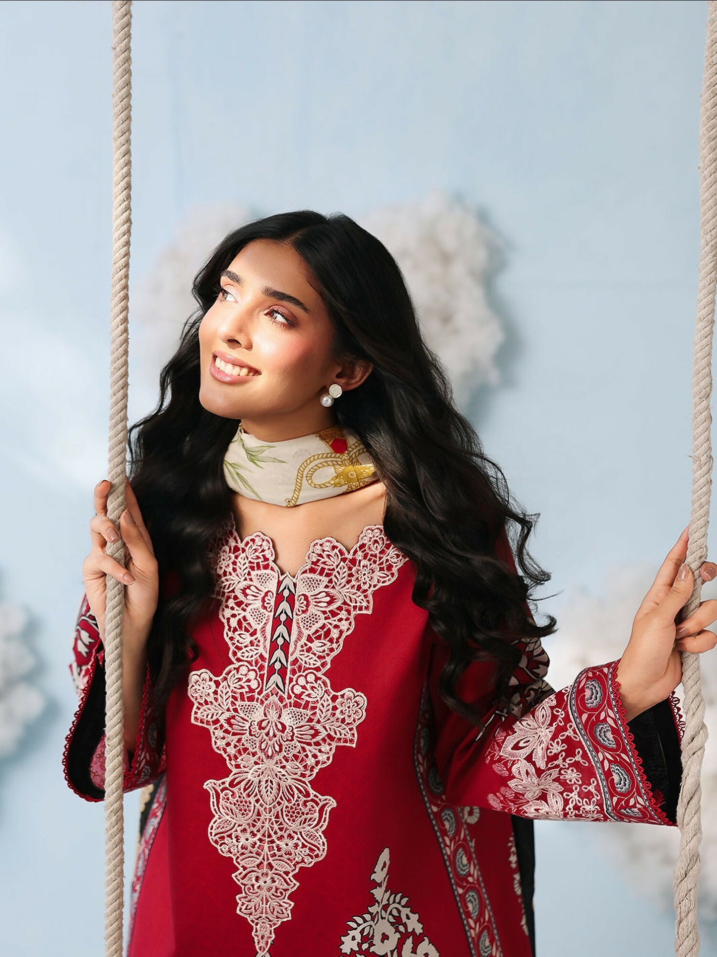 Mahnur Anaya Vol.2 Lawn Embroidered Stitched 3-Piece Suit-AN-2-01-Red