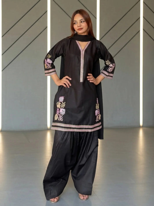Savarna Cotton Embroidered Stitched 2-Piece Suit
