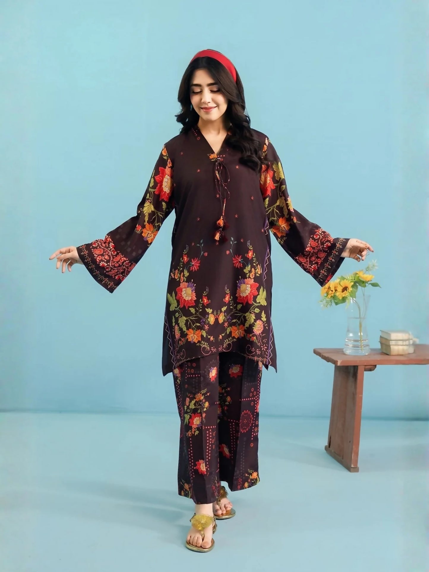 Panache Apparel Dear Summer Silk Lawn Printed Co-Ord Set-Bloom Craft