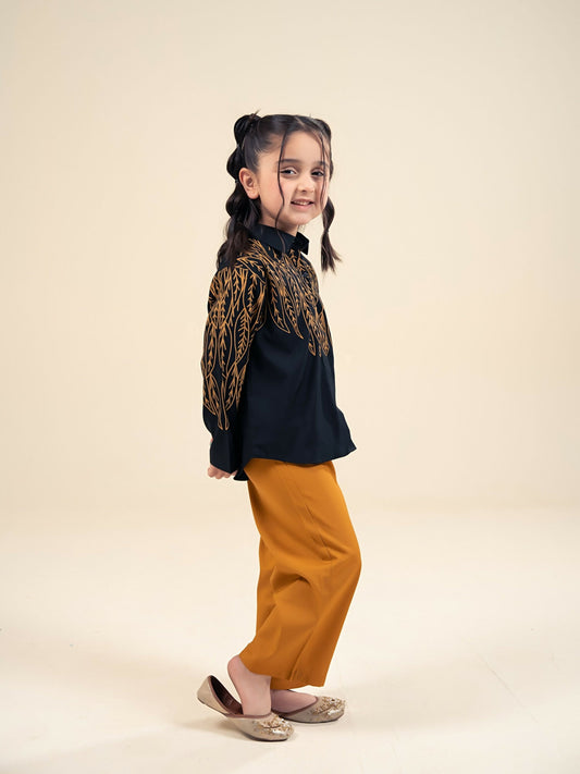 Velvour Girls Cotton Embroidered Co-Ord Set-VG177-A