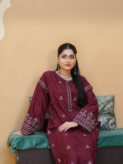 Stylish Collection Aaraish Cotton Embroidered Stitched 2-Piece Suit-Azur