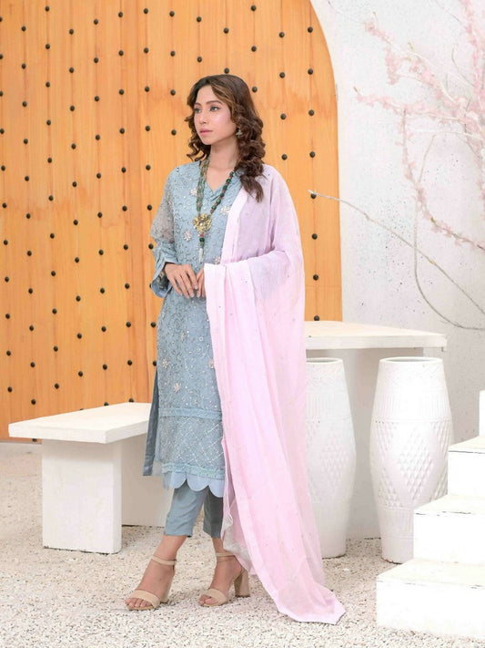 Ruby's Couture Ashiyana Organza Embroidered Stitched 3-Piece Suit-Shazmeen