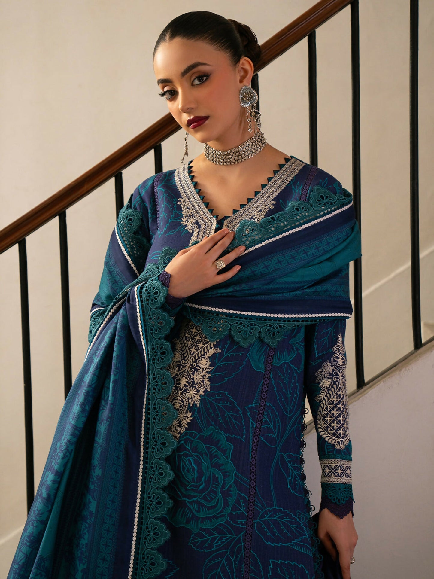 Binilyas Gulrukh Khaddar Embroidered Unstitched 3-Piece Suit-65-A