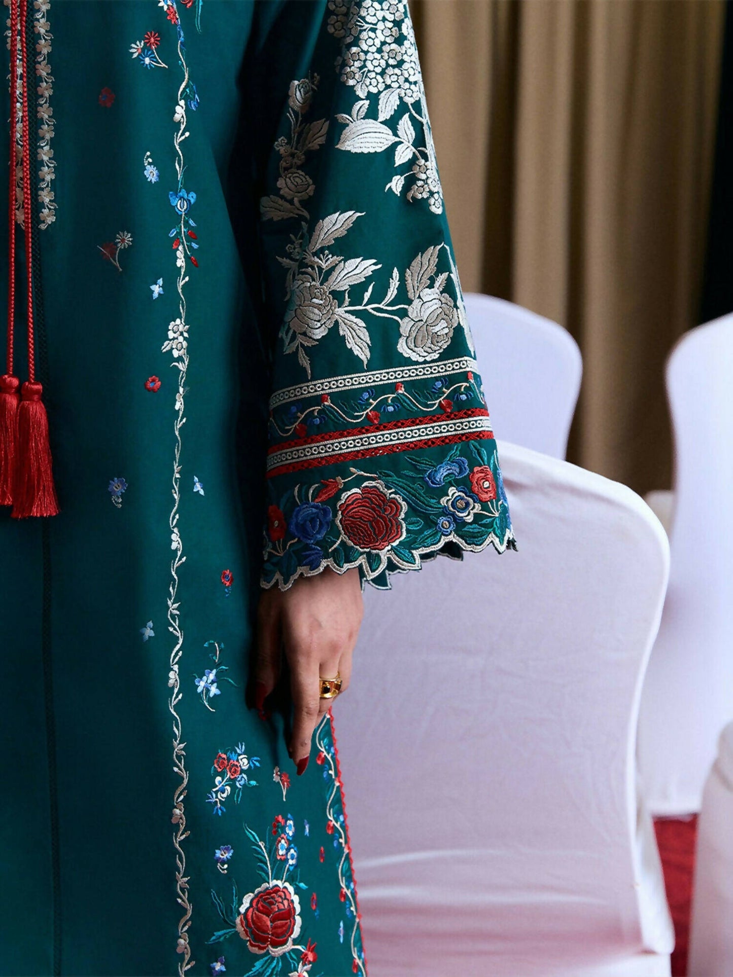 Jugnu by Hussain Rehar Summer Pret'25 Edit III Cotton Embroidered 2-Piece Suit-Tanav