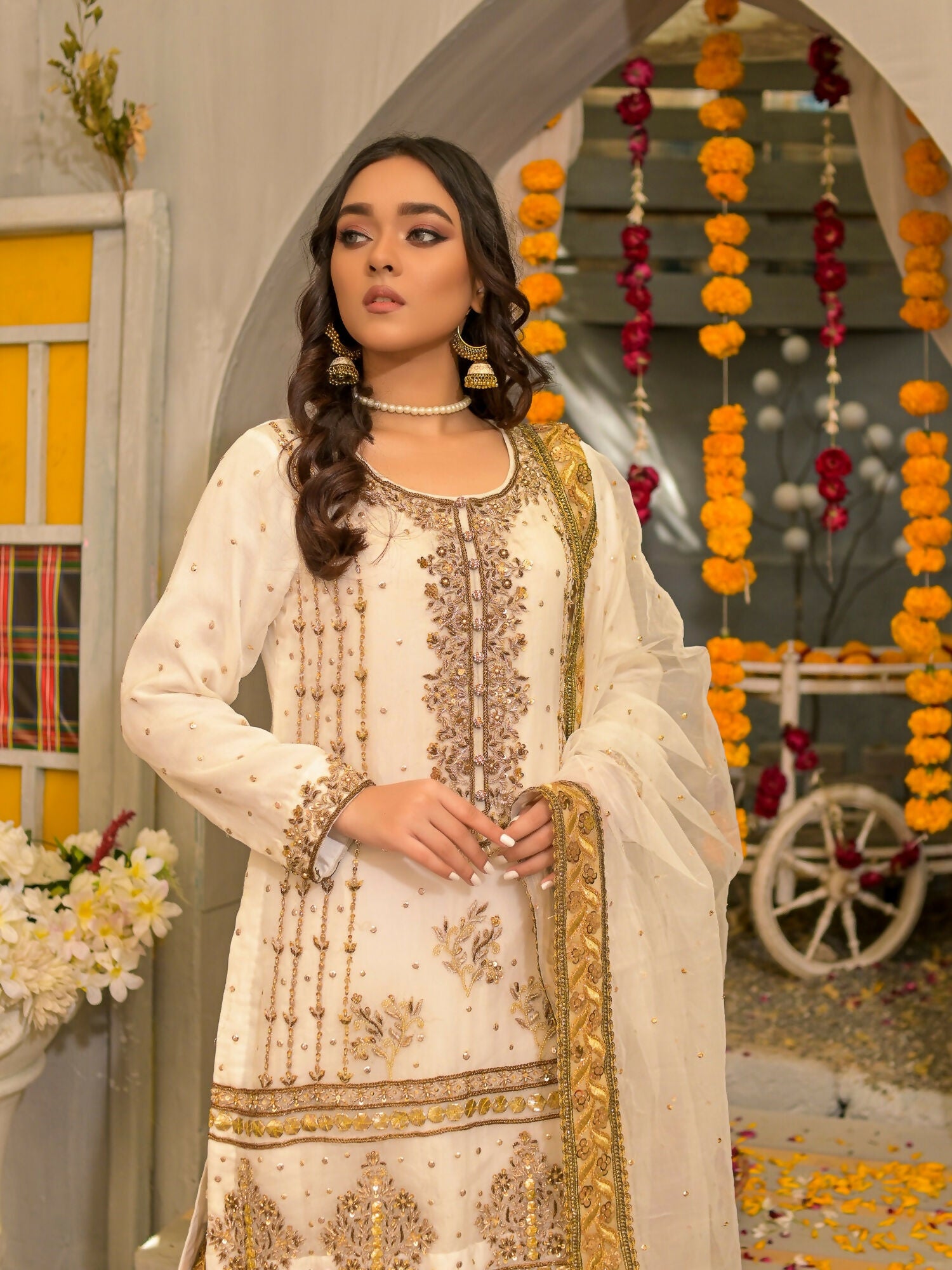 Ruby's Couture Poshak Chiffon Embellished Stitched Gharara-Atish