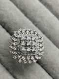 Silver Gold H&A Jewellery 18K Gold Polished Zircon Cluster Ring-Dual tone
