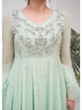 Allure By IH Lehr Chiffon Embroidered Lehenga-Matcha