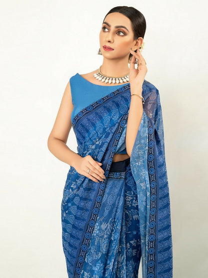 Imran Aftab Chiffon Printed Unstitched Saree-IASC 05