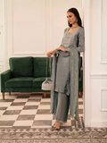 Allure By IH Be-My-Guest Thai silk Embroidered Stitched 3-Piece Suit-Wild Cold