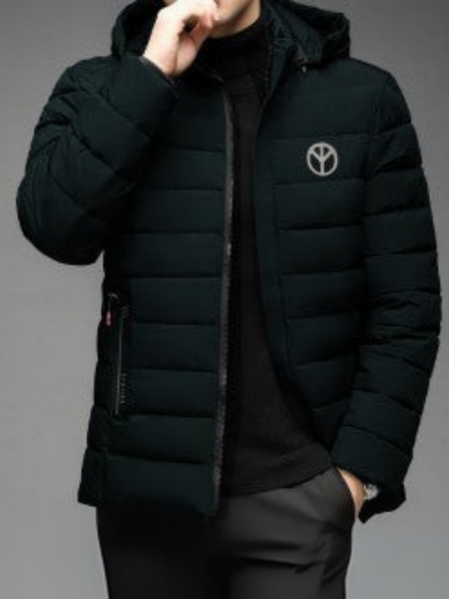 Funky thick padded water-resistant jacket with detachable hood, windproof design, hand warmer pockets, and 3-layer quilted polyester fabric for warmth and comfort.