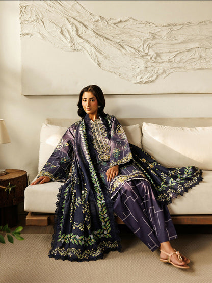 Mahnur Leila Lawn'26 Embroidered Unstitched 3-Piece Suit-L-09