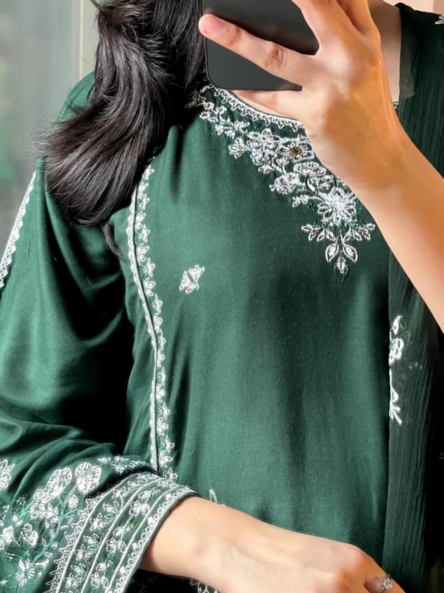 Tehzeeb Libas Linen Embroidered Stitched 3-Piece Suit-GRACE