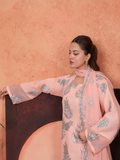 Stylish Collection Majeste Crinkle Chiffon Embroidered Stitched 3-Piece Suit-Zirwah Peach