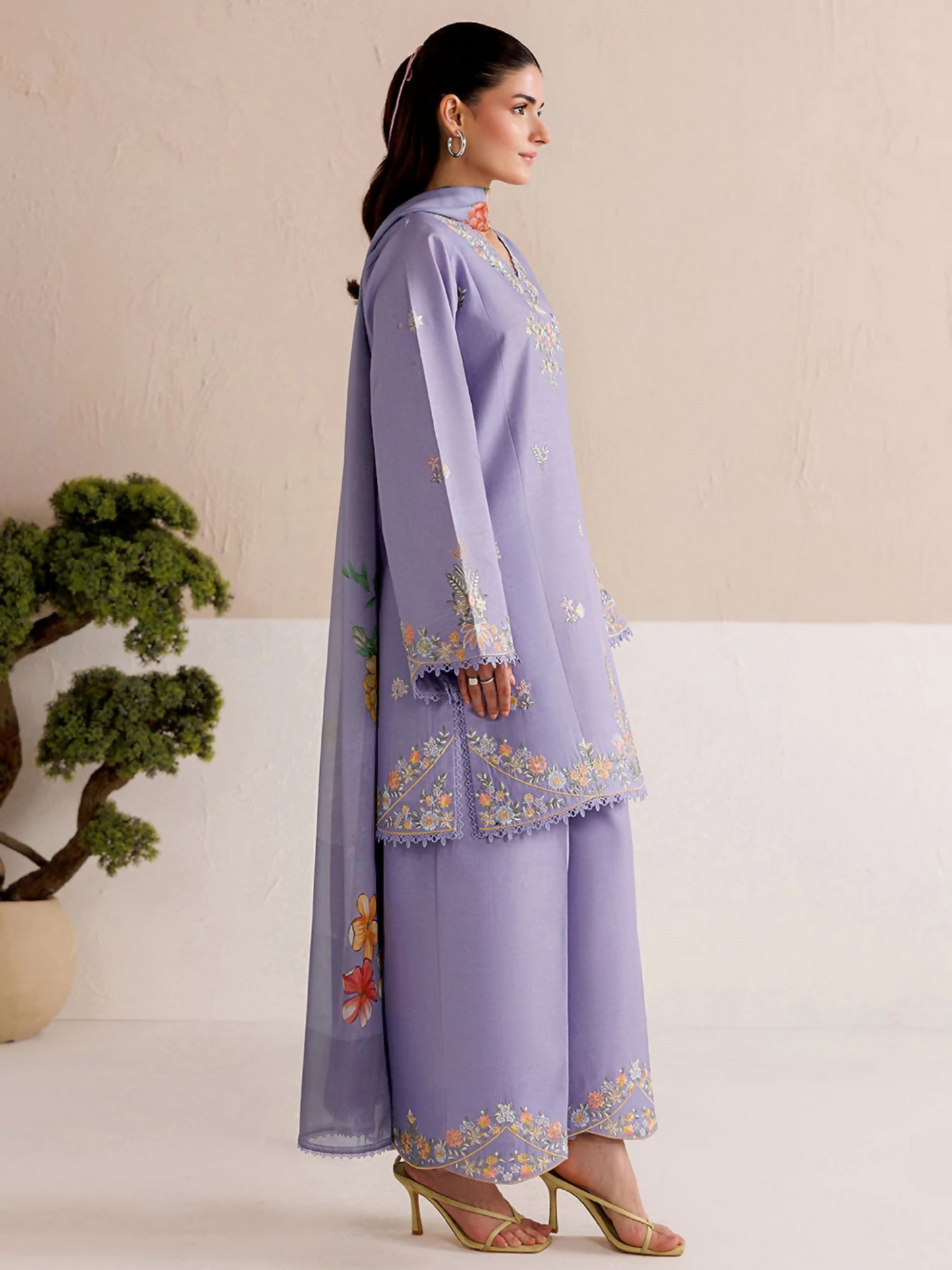 Panache Apparel Mistfall Vol II Cotton Embroidered Stitched Suit-Noera