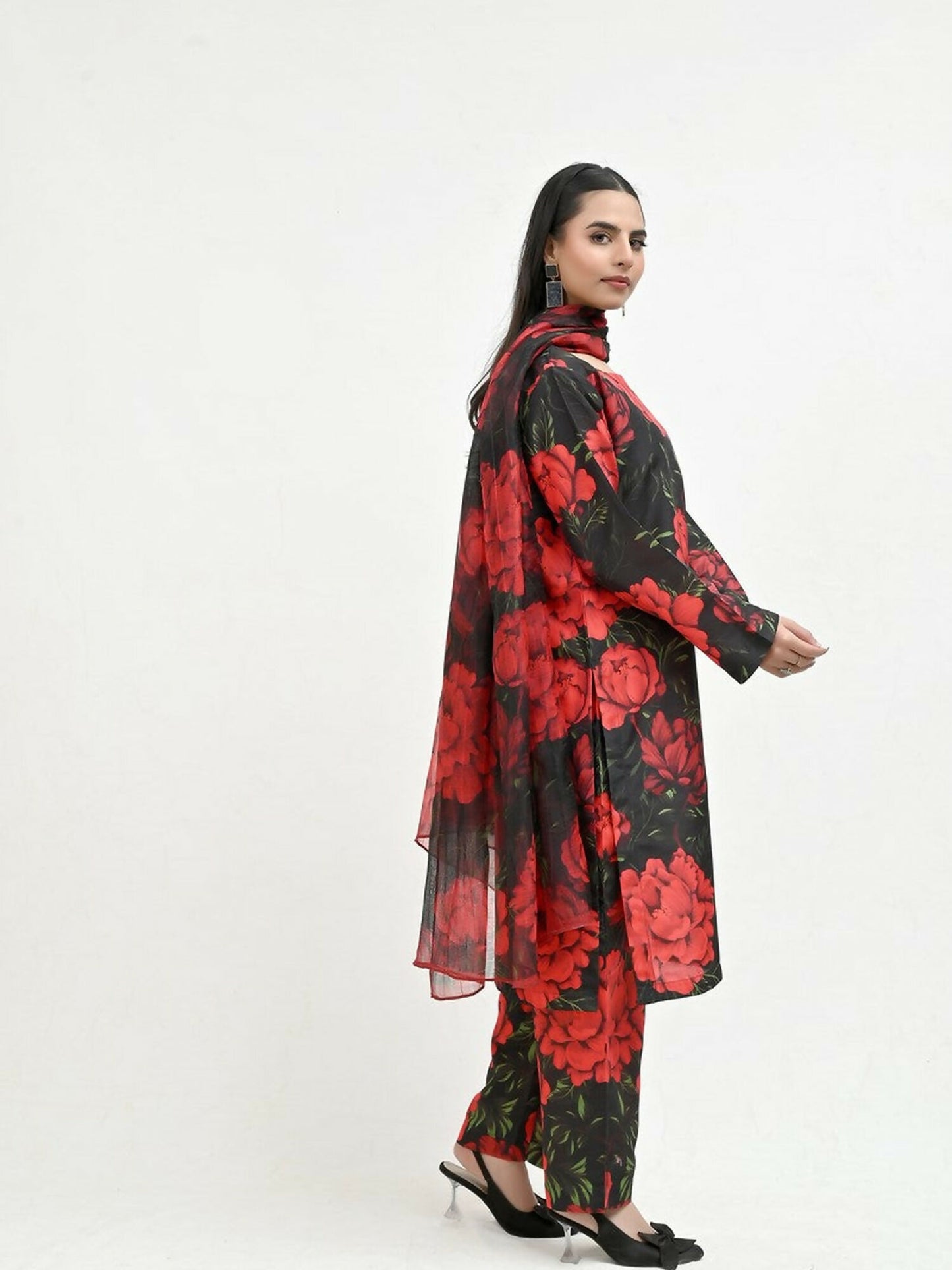 Imran Aftab Valentine's Day Raw Silk Printed Stitched 3-Piece Suit-IAVD 06