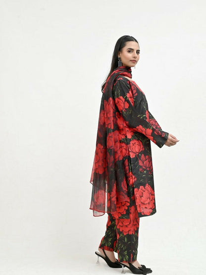 Imran Aftab Valentine's Day Raw Silk Printed Stitched 3-Piece Suit-IAVD 06