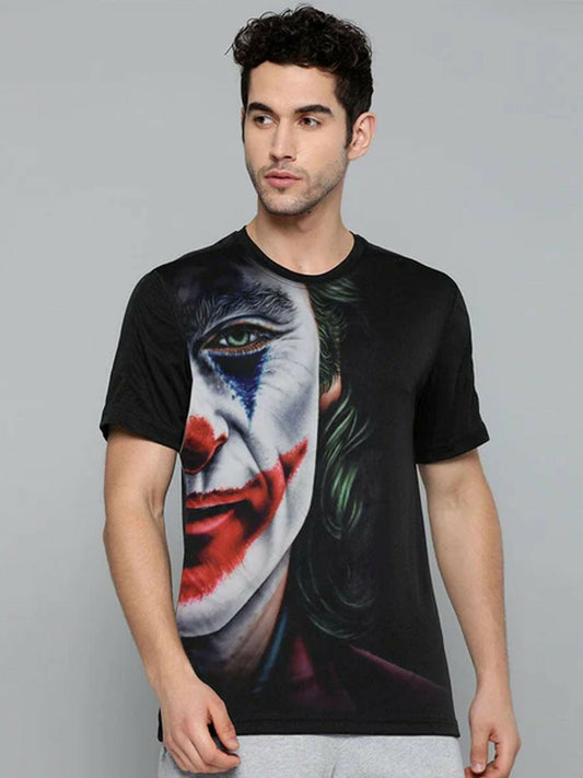 Black Funky Printed Joker Graphic Tee-Shirt-11762