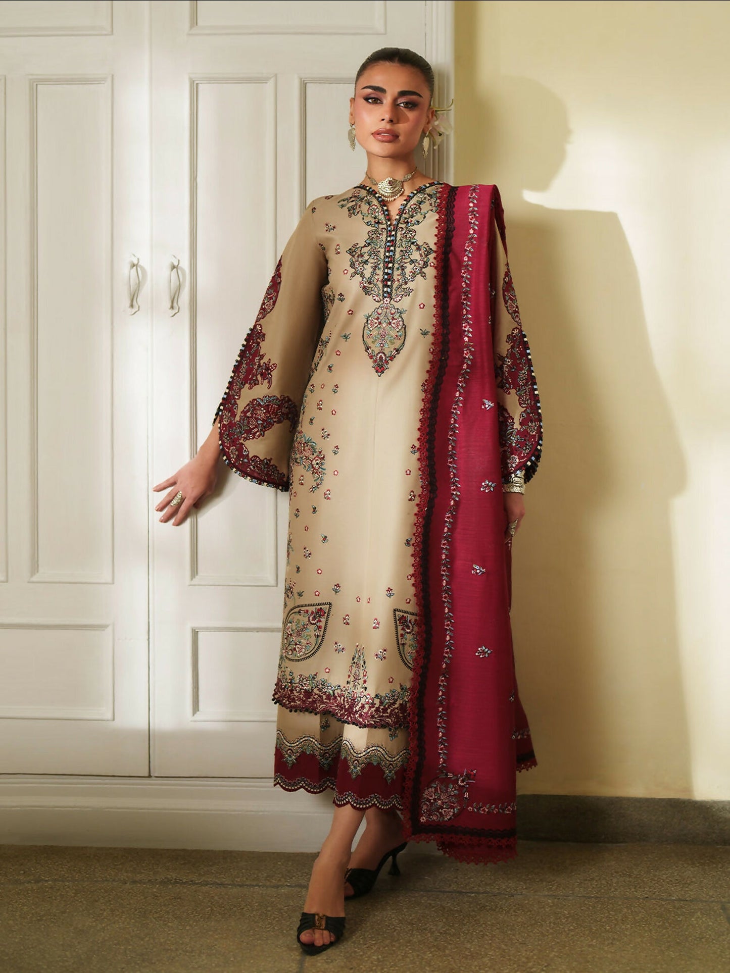 Binilyas Heritage Dore Summer'26 Lawn Embroidered Unstitched 3-Piece Suit-175-A
