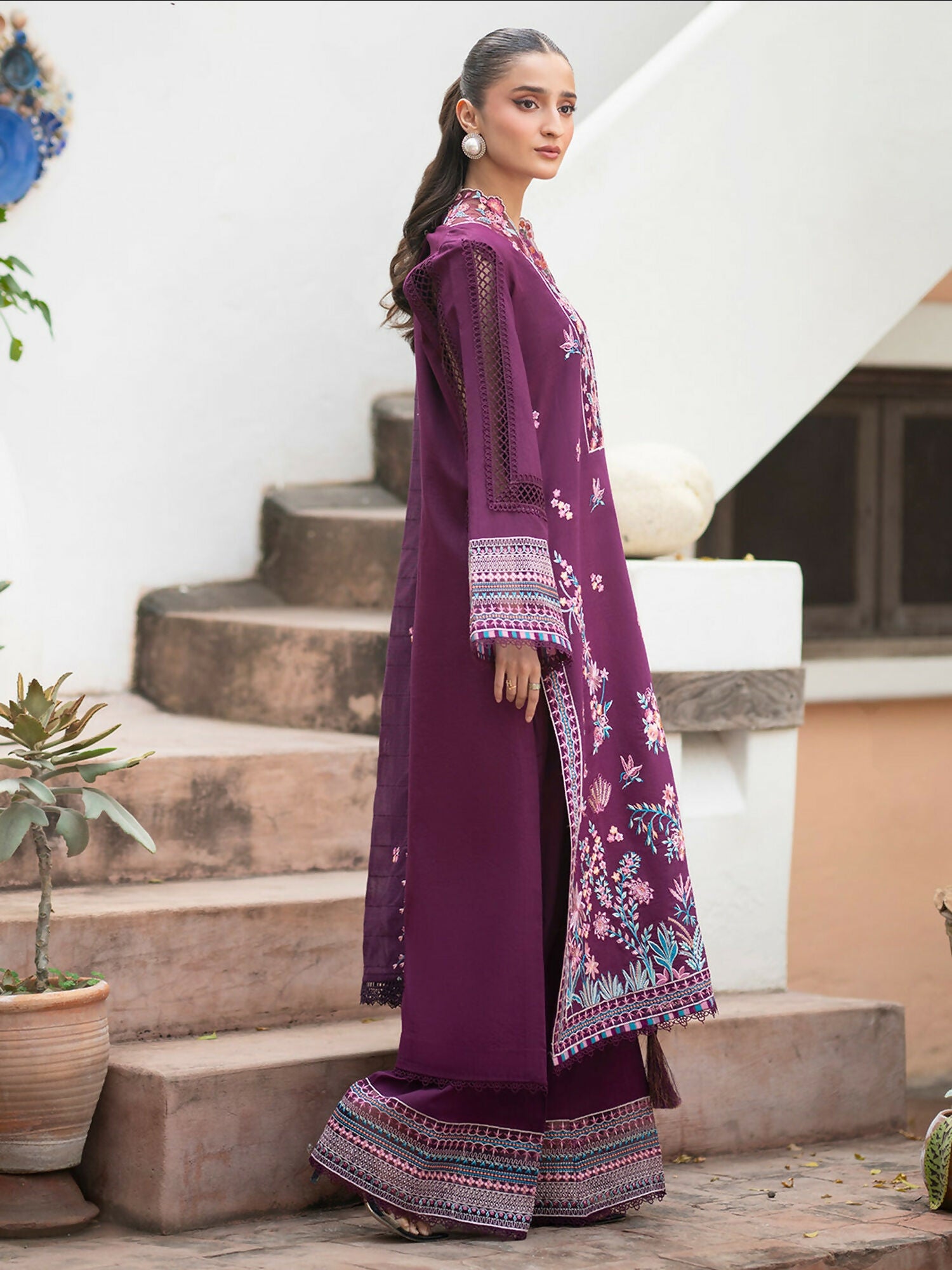 Mahnur Angan Lawn'26 Embroidered Stitched 3-Piece Suit-AN-008