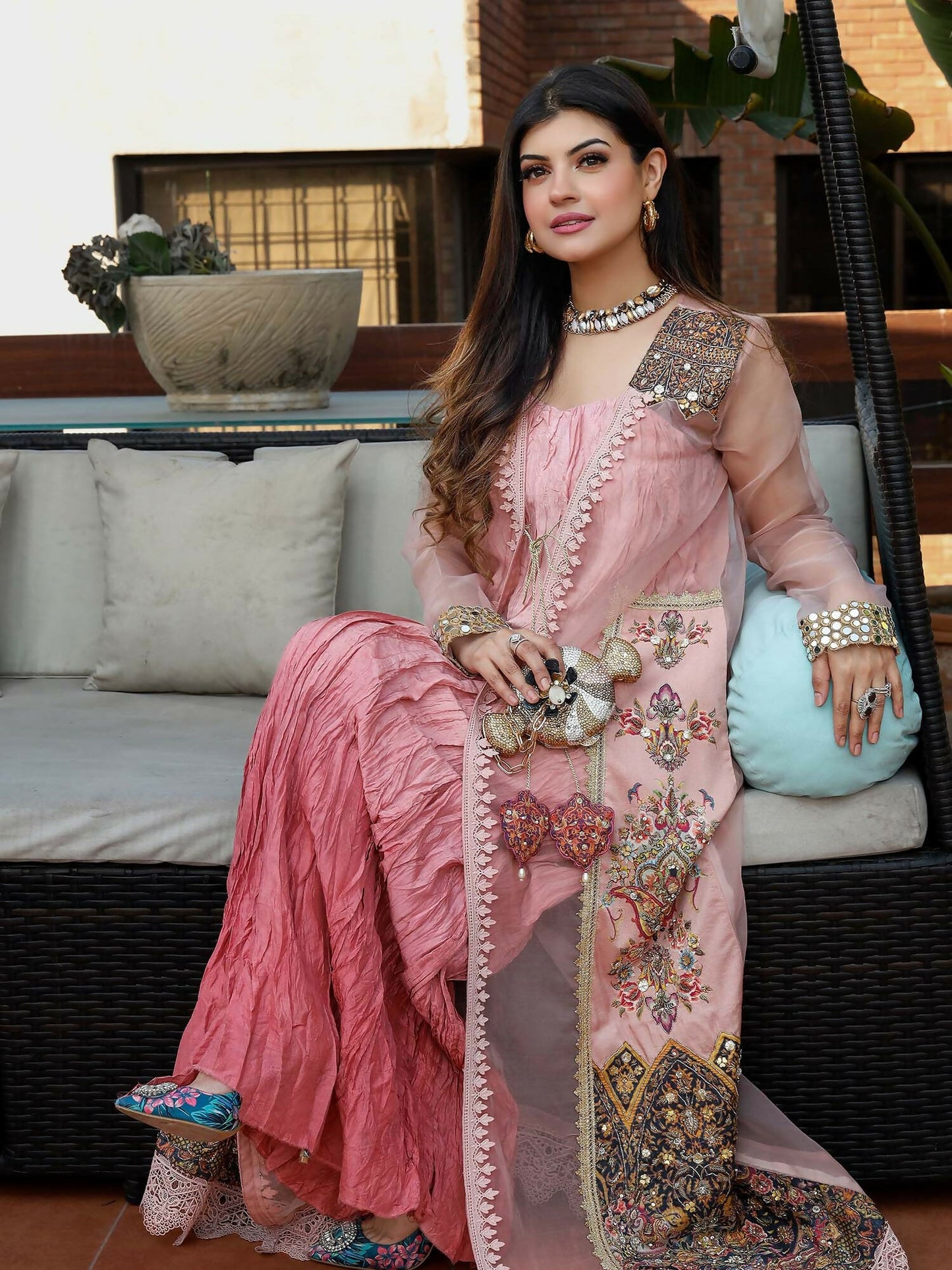 Shiza Hassan Nadia Luxury Pret Organza Embellished Jacket-Serenity Jacket