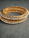 Gold H&A Jewellery Handcrafted Antique Gold Bangles with Fine Pearl Beadwork & Semi-Precious Stones