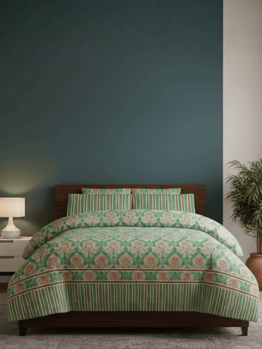 Dynasty Printed 3 Piece King Bedsheet Set-163