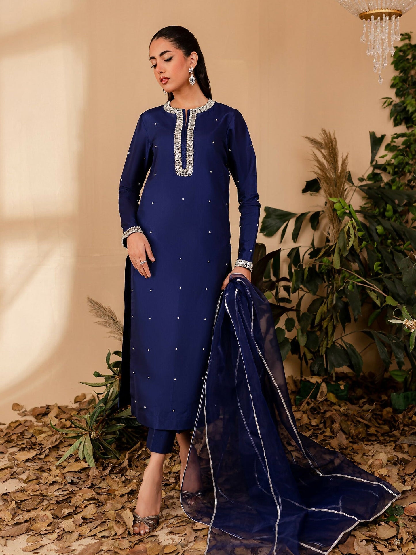 Allure By IH Raw Silk Embellished Stitched 3-Piece Suit-Naz