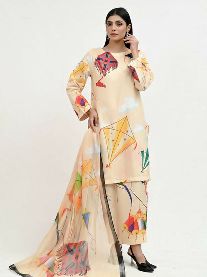 Imran Aftab Basant Mela Raw Silk Printed Unstitched 3-Piece Suit-IARP 06