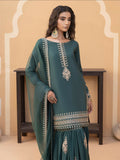 Hemstitch Raw Silk Embroidered Stitched Gharara-Jasmine