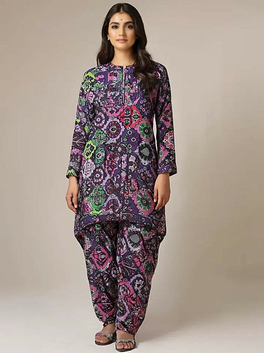 Bin Shaukat unstitched 2-piece digital lawn suit with all-over print and matching printed trouser.