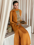 Hussain Rehar Moon In The Golden Cup Raw Silk Embellished Stitched 2-Piece Suit-Sol