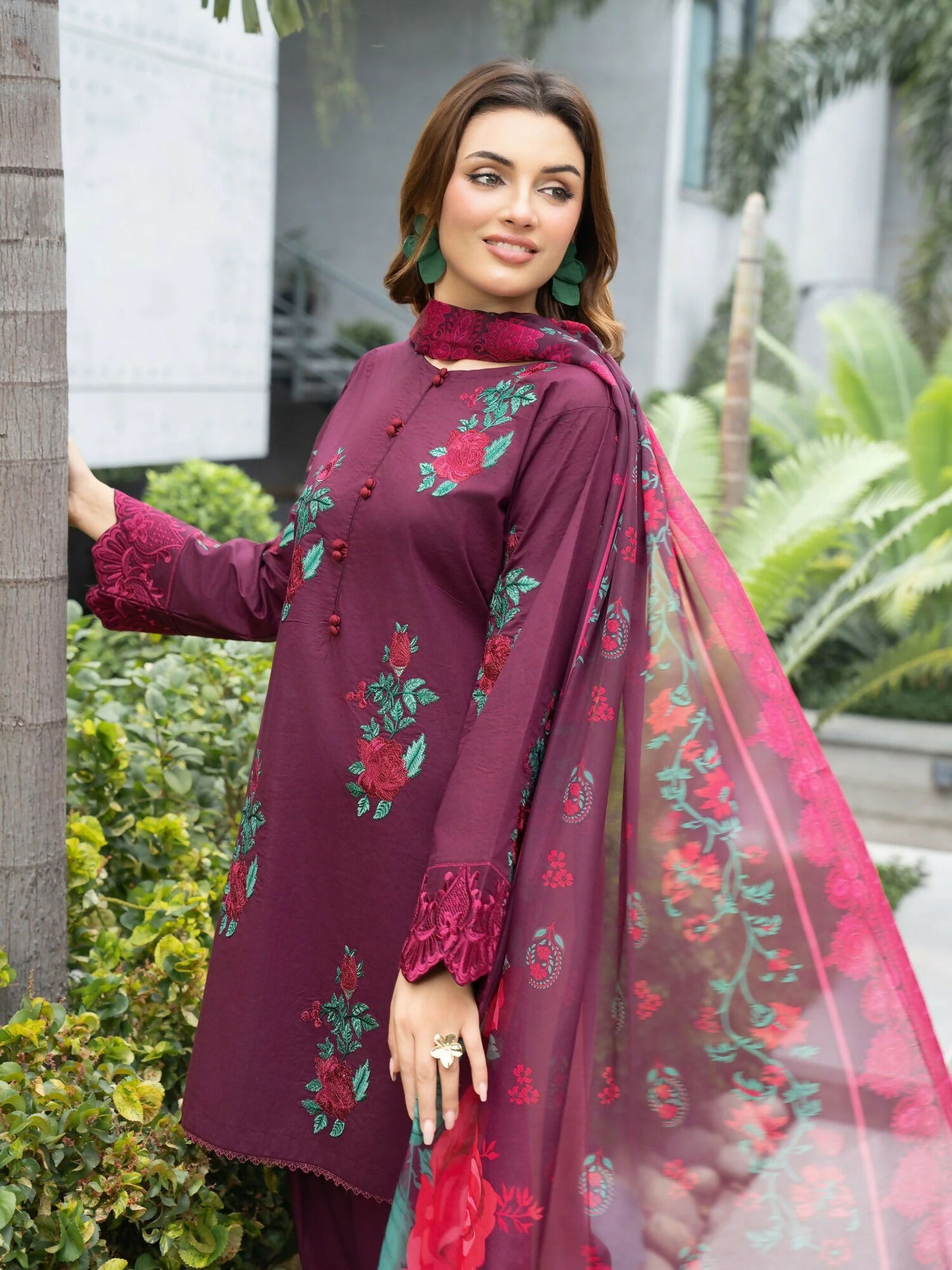 Panache Apparel Cotton Lawn Embroidered Stitched Suit-Iznik