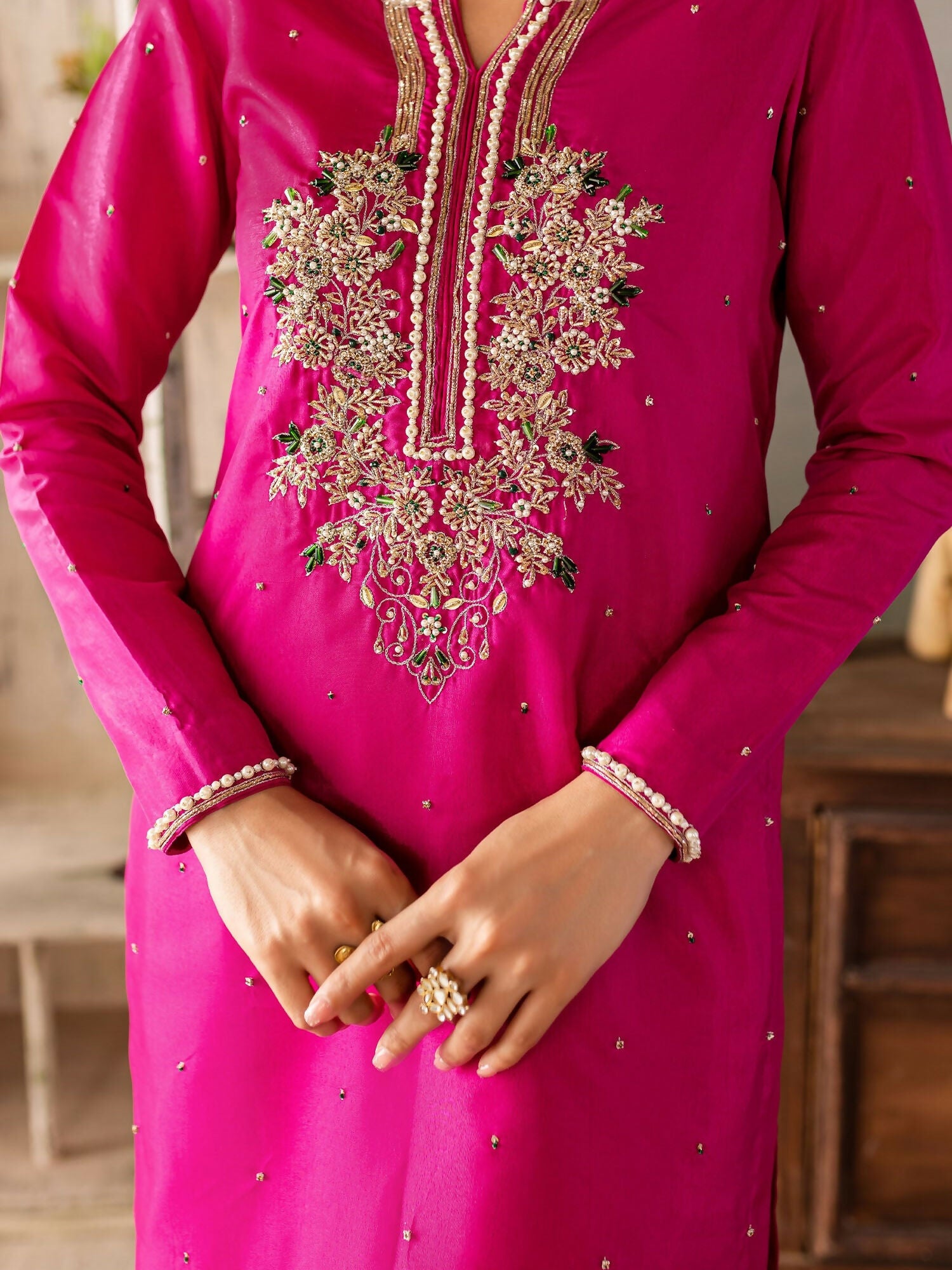 Allure By IH Raw Silk Embellished Stitched 3-Piece Suit-Tanya