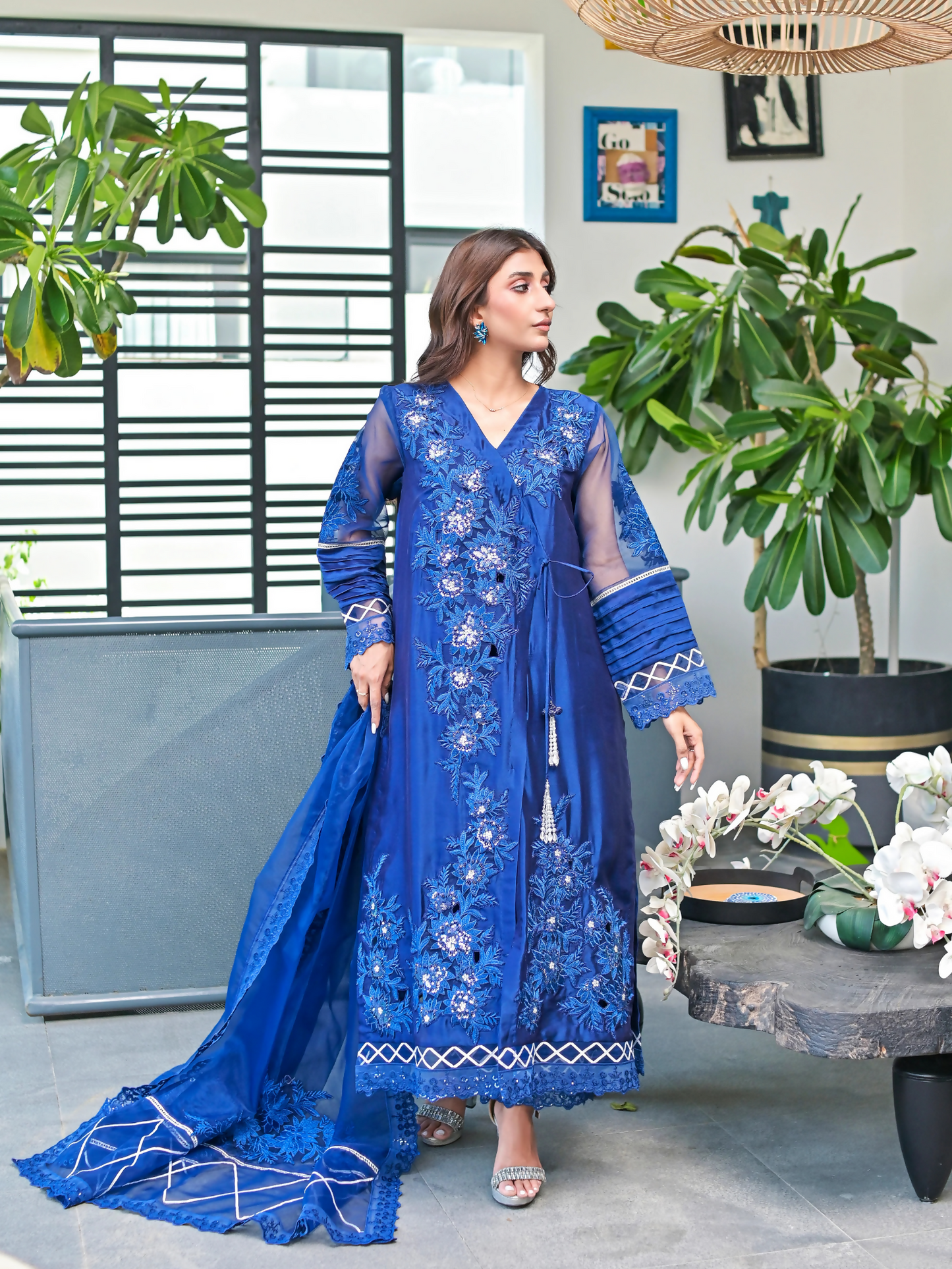 Farooq Hameed Studio Eid Edition'24 Silk Embroidered Stitched 3-Piece Suit-Freya