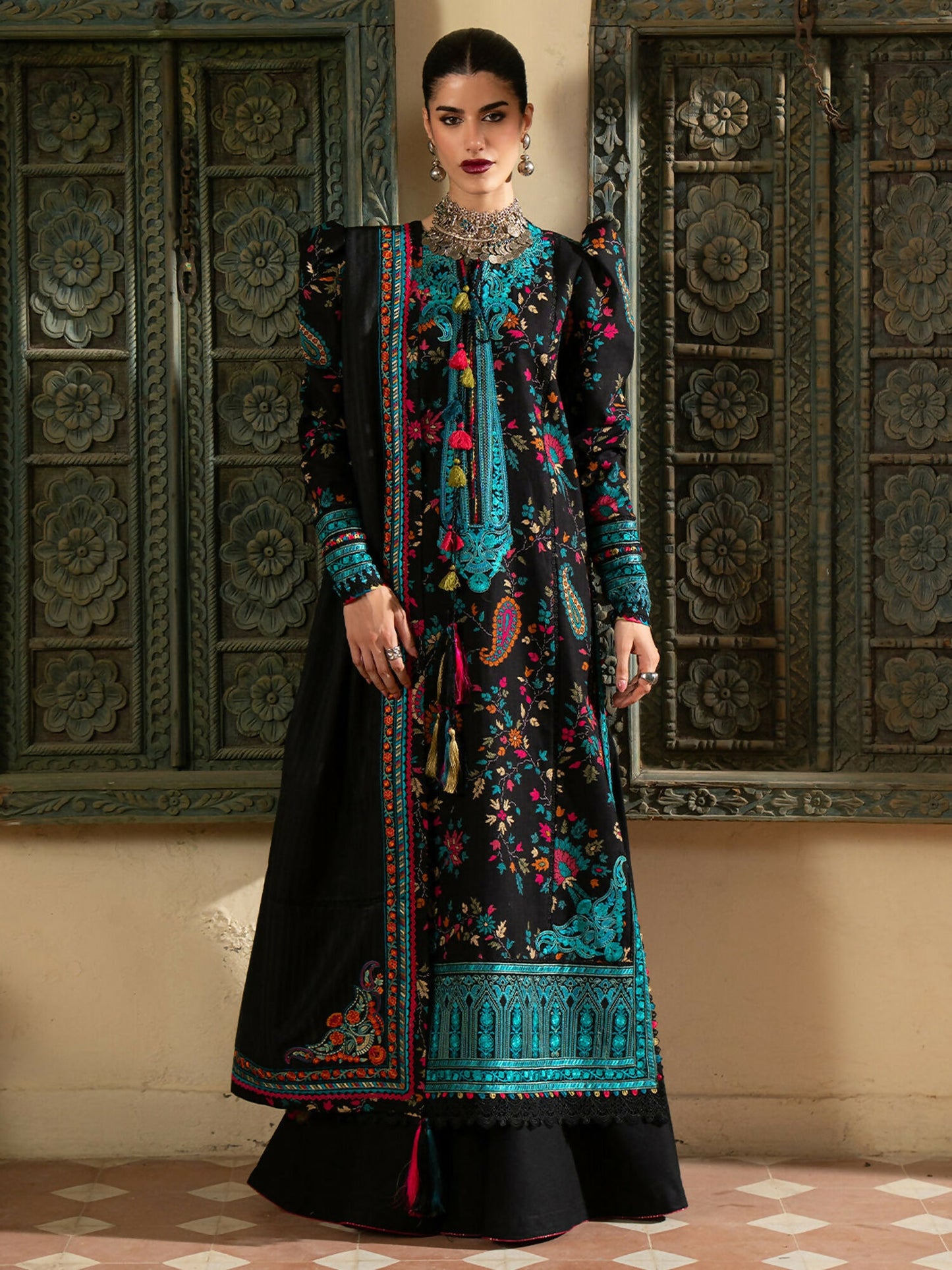Binilyas Gulrukh Khaddar Embroidered Unstitched 3-Piece Suit-67-A