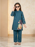 Velvour Girls Cotton Embroidered Co-Ord Set-VG216-A