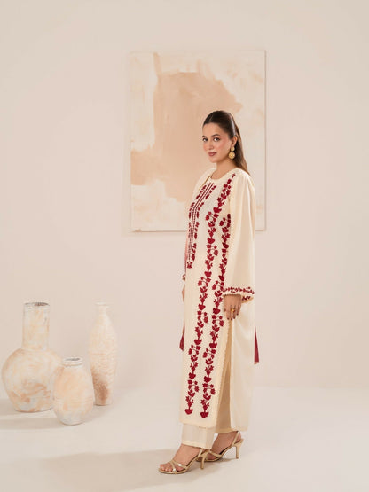 Stylish Collection Luxe Edit Linen Embroidered Stitched 3-Piece Suit-Aizal