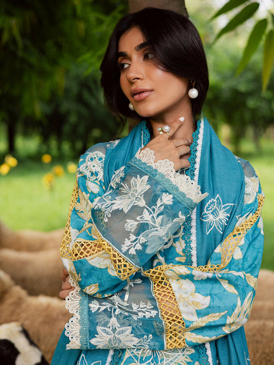 Mahnur Gardenia Khaddar Embroidered Stitched 3-Piece Suit-GR-11