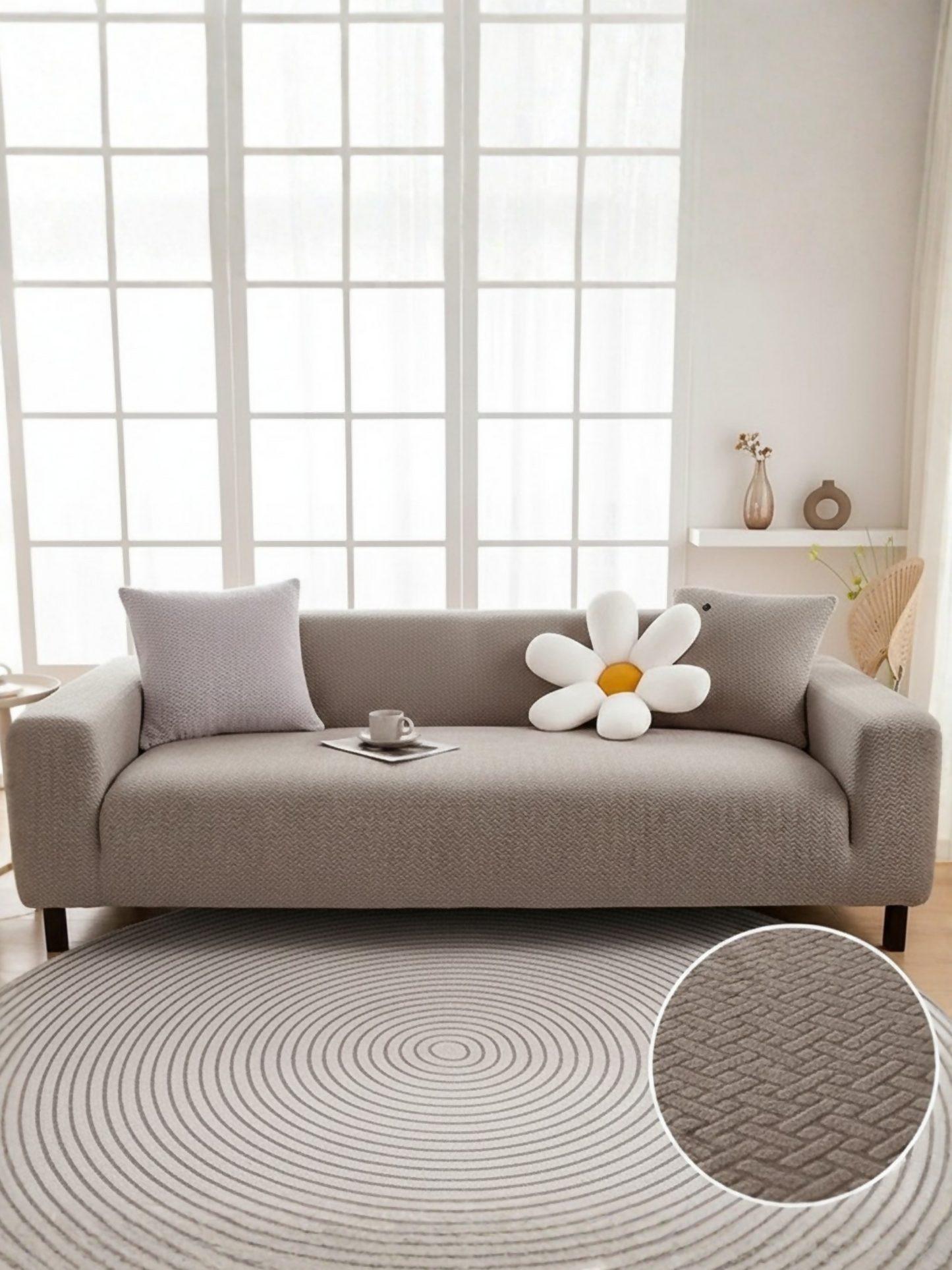 Elegant Bedding Stripe Jacquard Fitted Sofa Cover