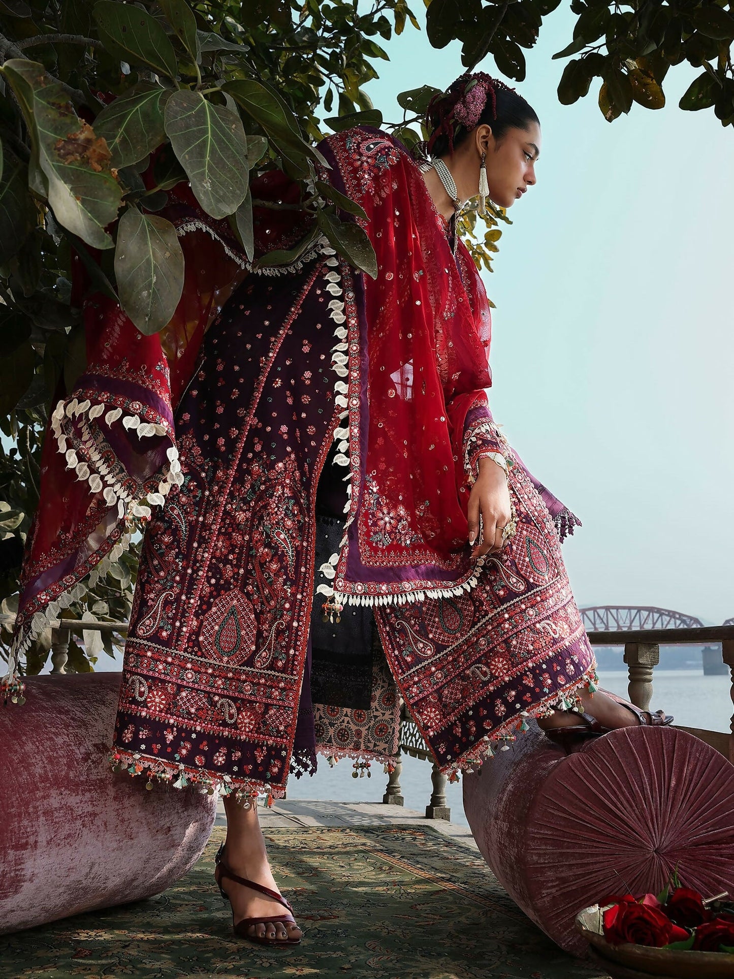 Hussain Rehar Luxury Lawn'26 Eid Edit Embroidered Unstitched 3-Piece Suit-Nihdi