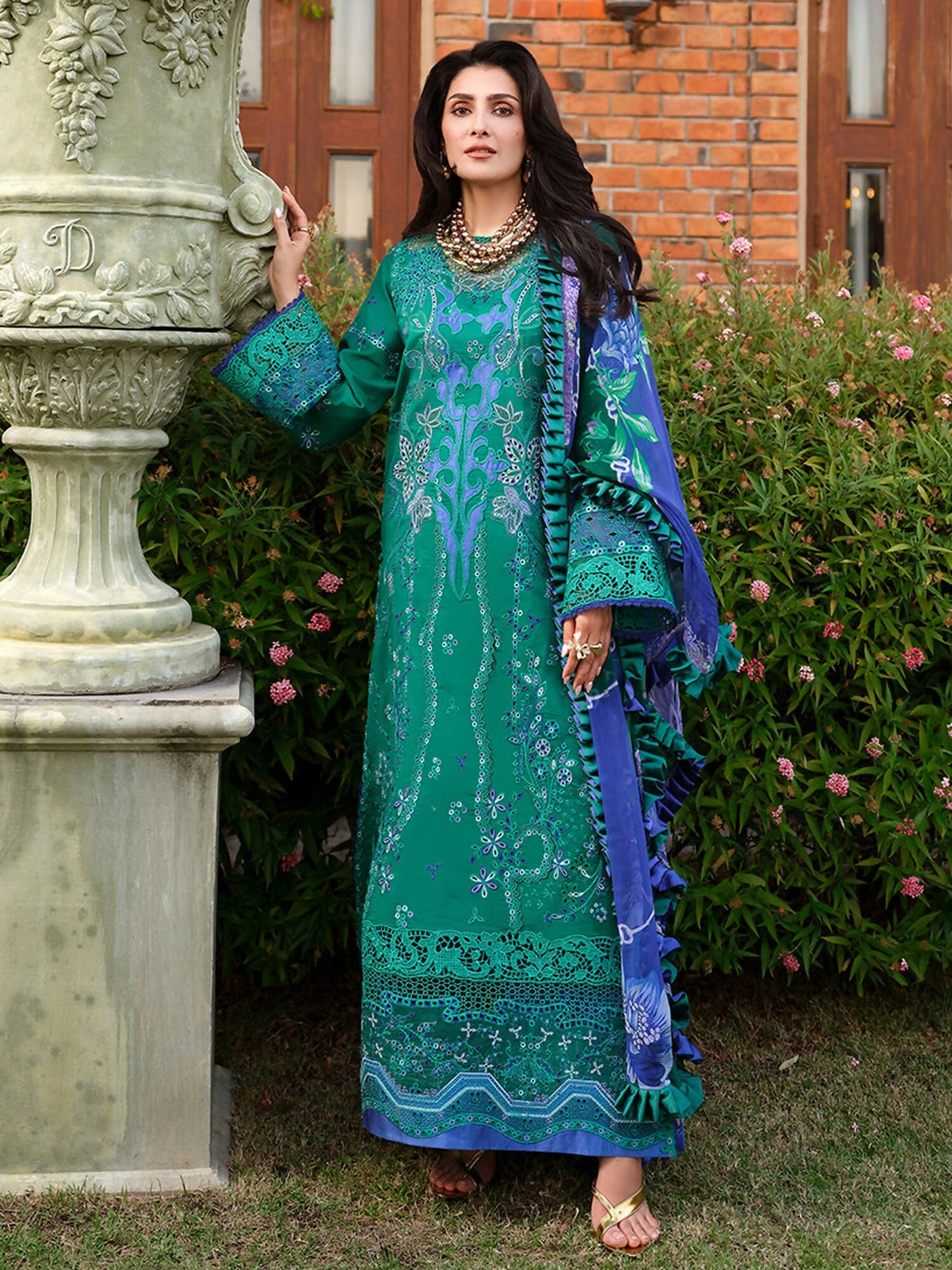 Mushq A Moi Luxury Lawn Embroidered Unstitched 3-Piece Suit-Blooming Romance