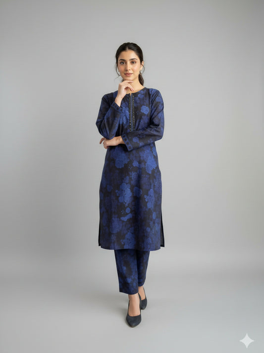 Bin Shaukat Khaddar Karandi Printed Stitched 2-Piece Suit
