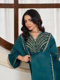Stylish Collection Royal Pret Dhanak Linen Embroidered Stitched 3-Piece Suit-Jazmine Teal