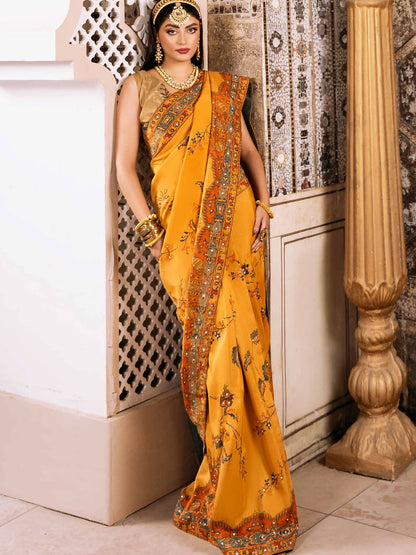 Shiza Hassan Shehnai Blended Silk Embellished Stitched Saree-Amavi