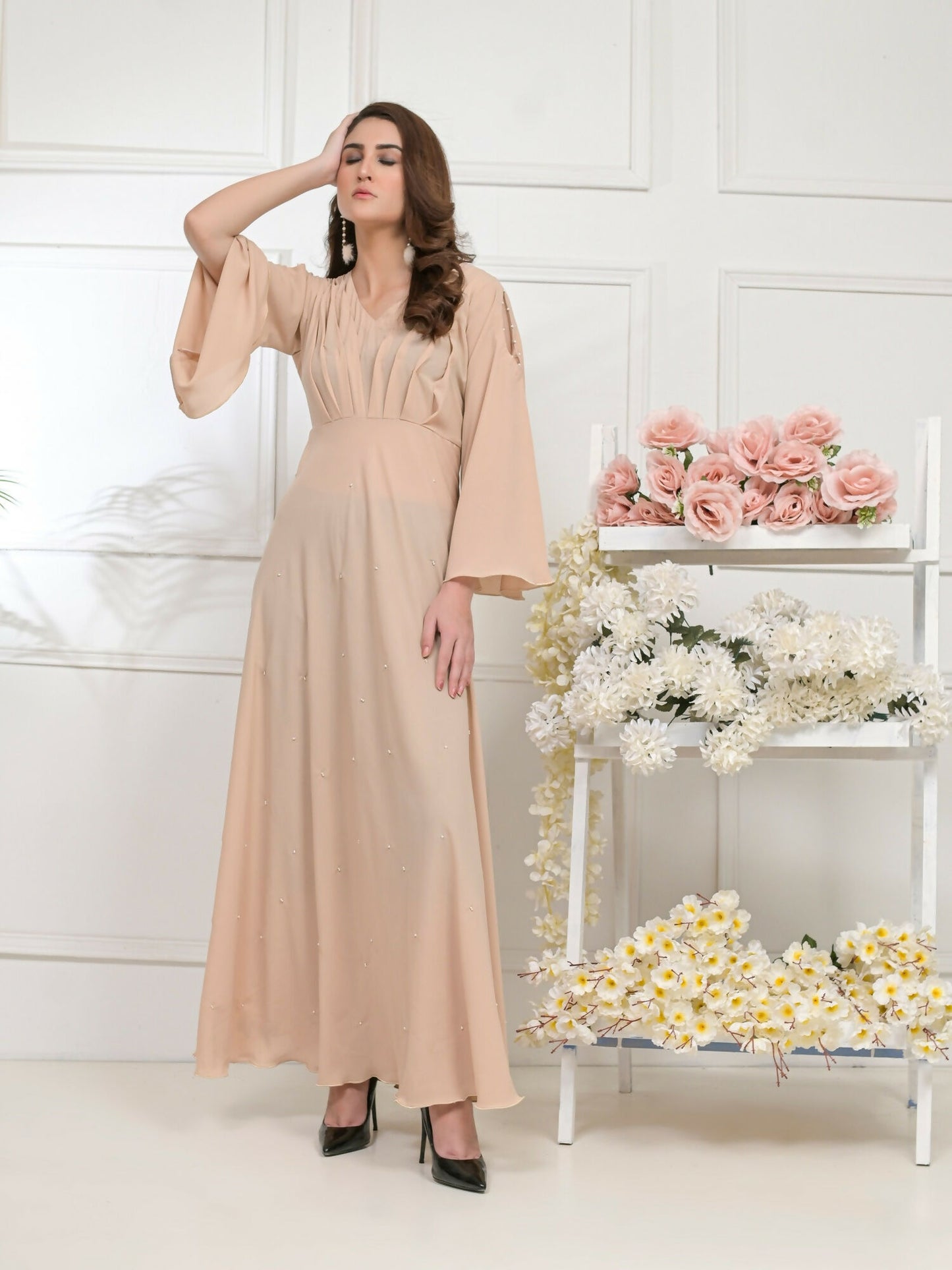 Ruby's Couture Basic Element '25 Georgette Dress Set-Beigh Buff