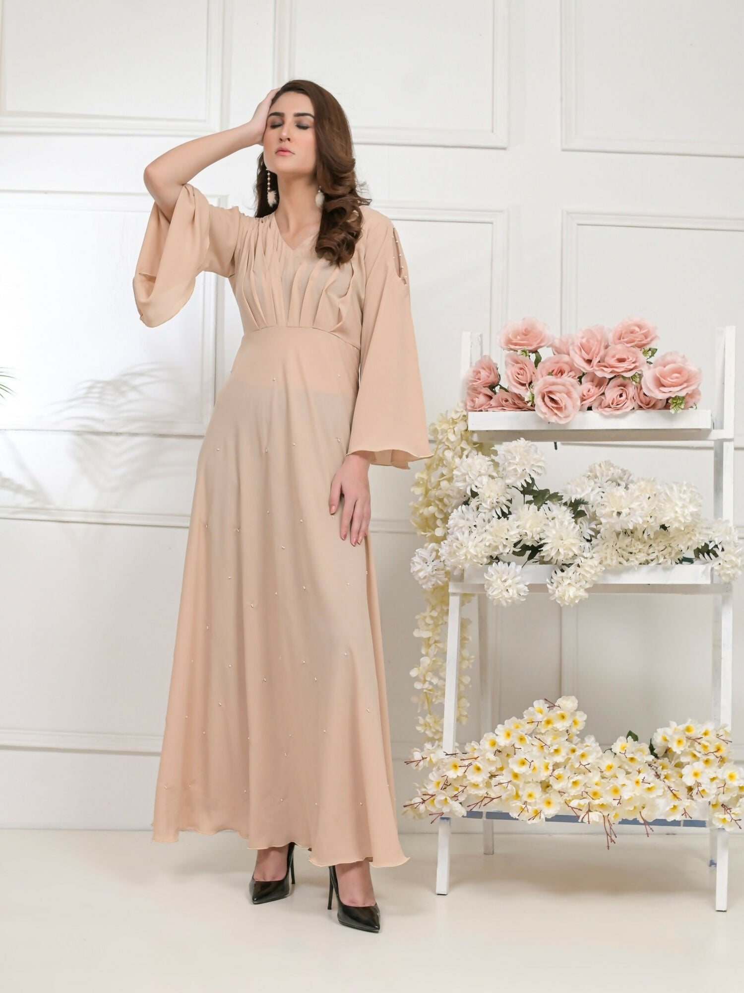 Ruby's Couture Basic Element '25 Georgette Dress Set-Beigh Buff