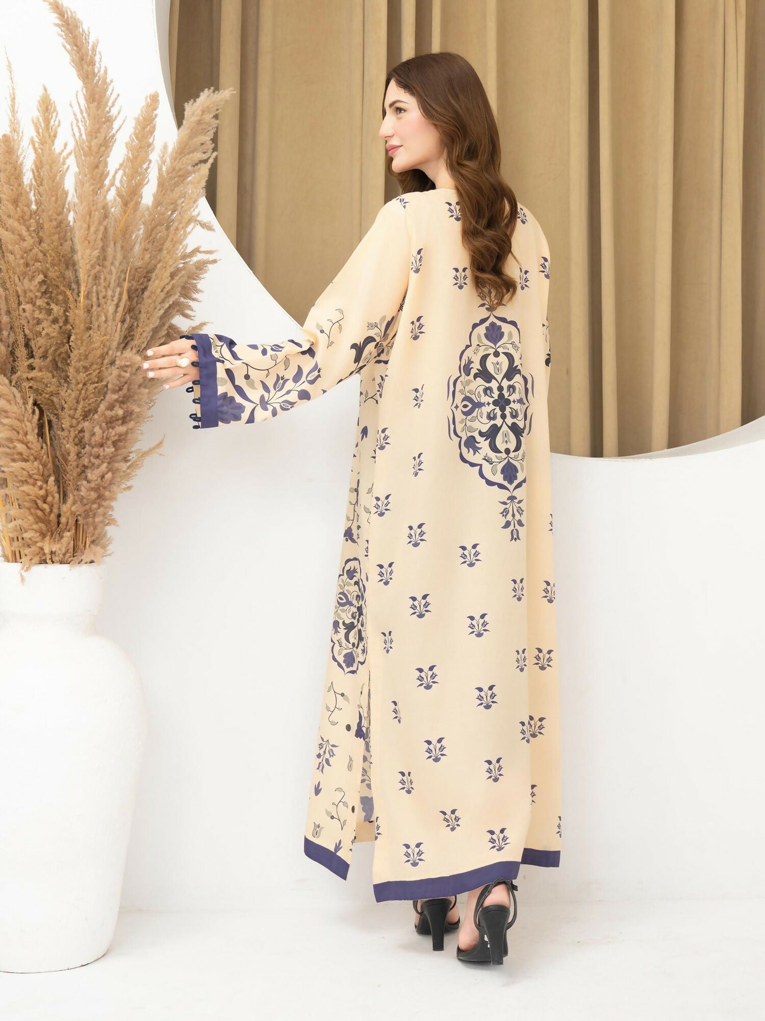 Panache Apparel Florise Silk Lawn Printed Shirt-Vynra