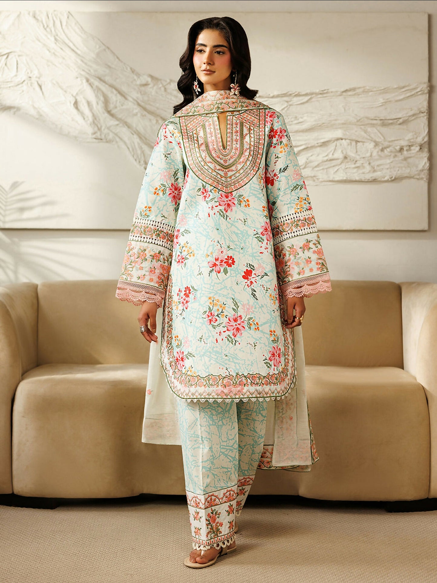 Mahnur Leila Lawn'26 Embroidered Stitched 3-Piece Suit-L-05