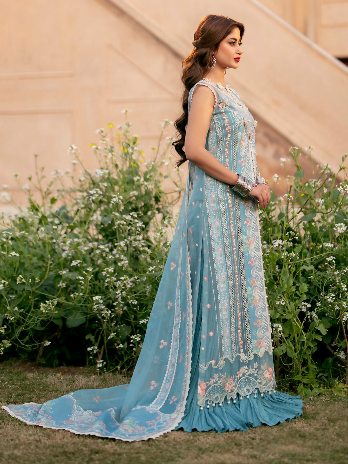 Binilyas Dilbaro Luxury Lawn Embroidered Unstitched 3-Piece Suit-406-B