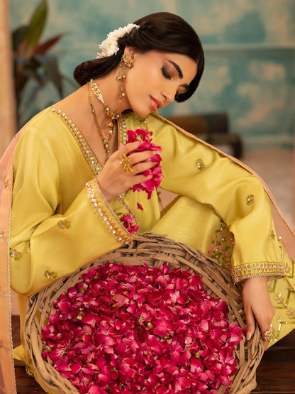 Shurooq Kanpur 1912 Silk Embellished Stitched 3-Piece Suit-Kaiserbagh